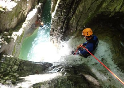 rappel toboggan Montmin Haute-Savoie